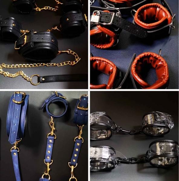 Manschetten transparent 26€ / Paar braun, schwarz , blau 29€ / Paar Halsband 29€ mit Leine / Set
