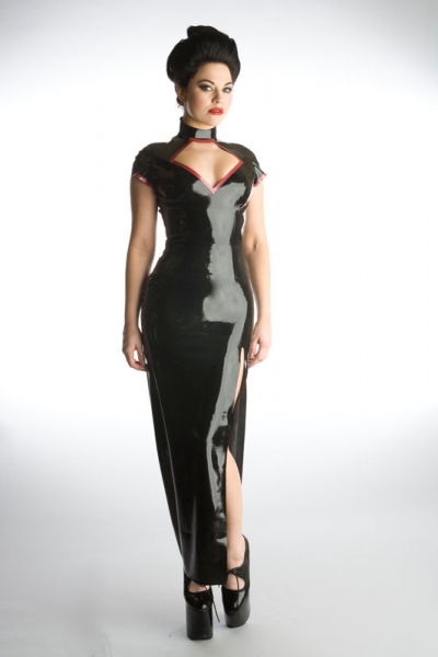 dia split  long latex  dress